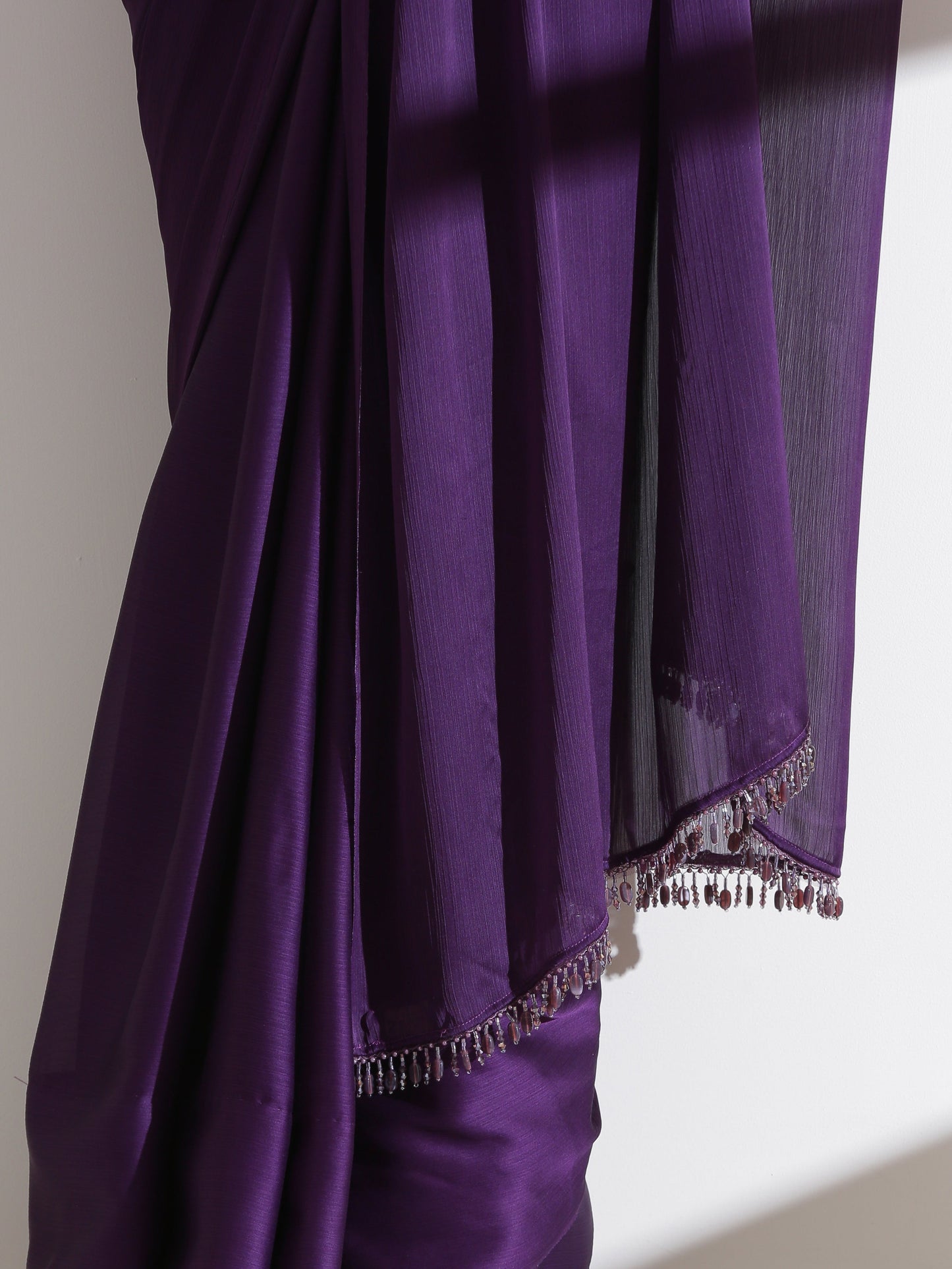 Dhiyona ST Royal Amethyst Purple Saree With Embroidered Blouse Fabric