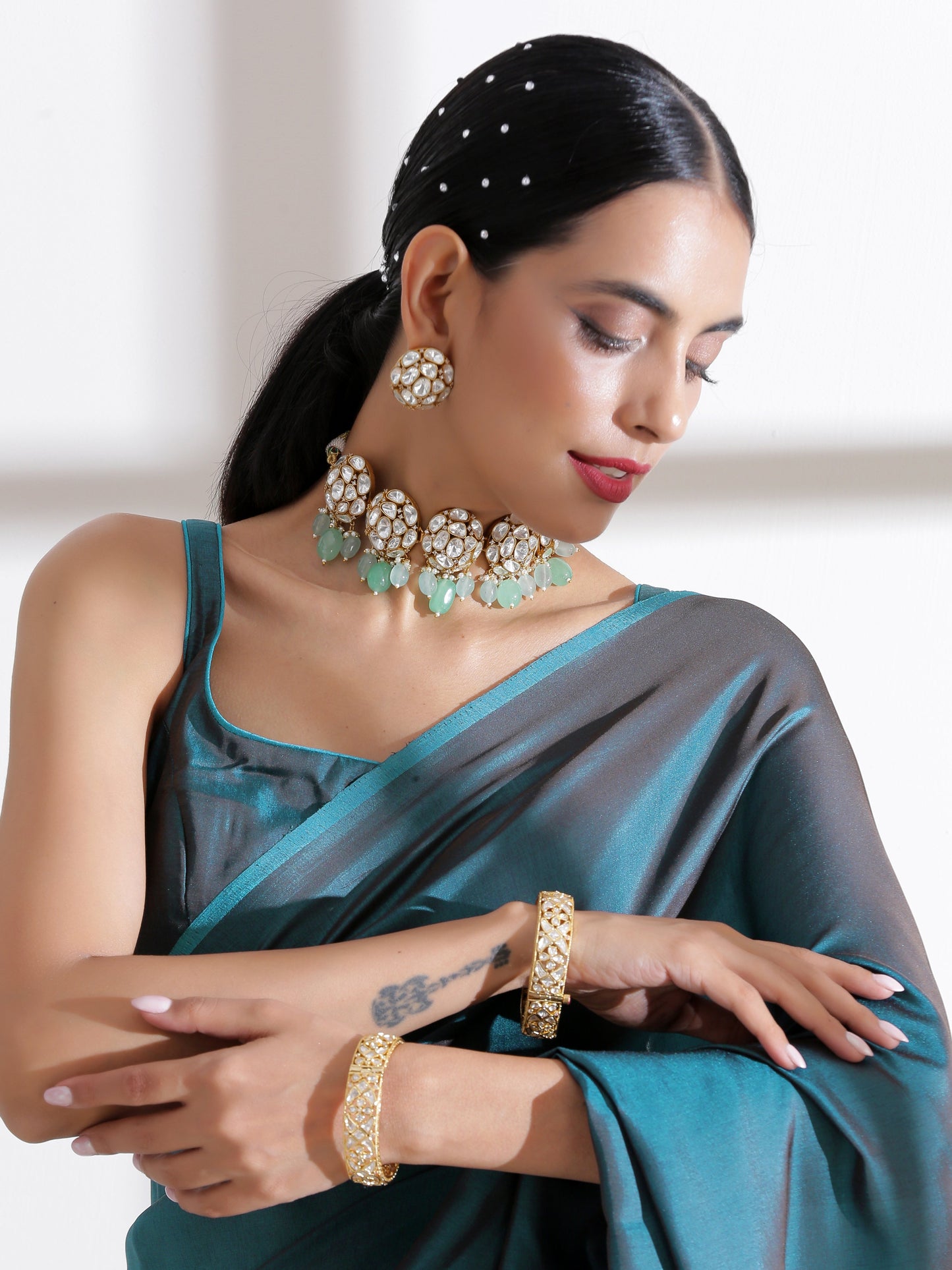 Dhiyona ST Blouse - Grandeur Square Neck Satin Blouse