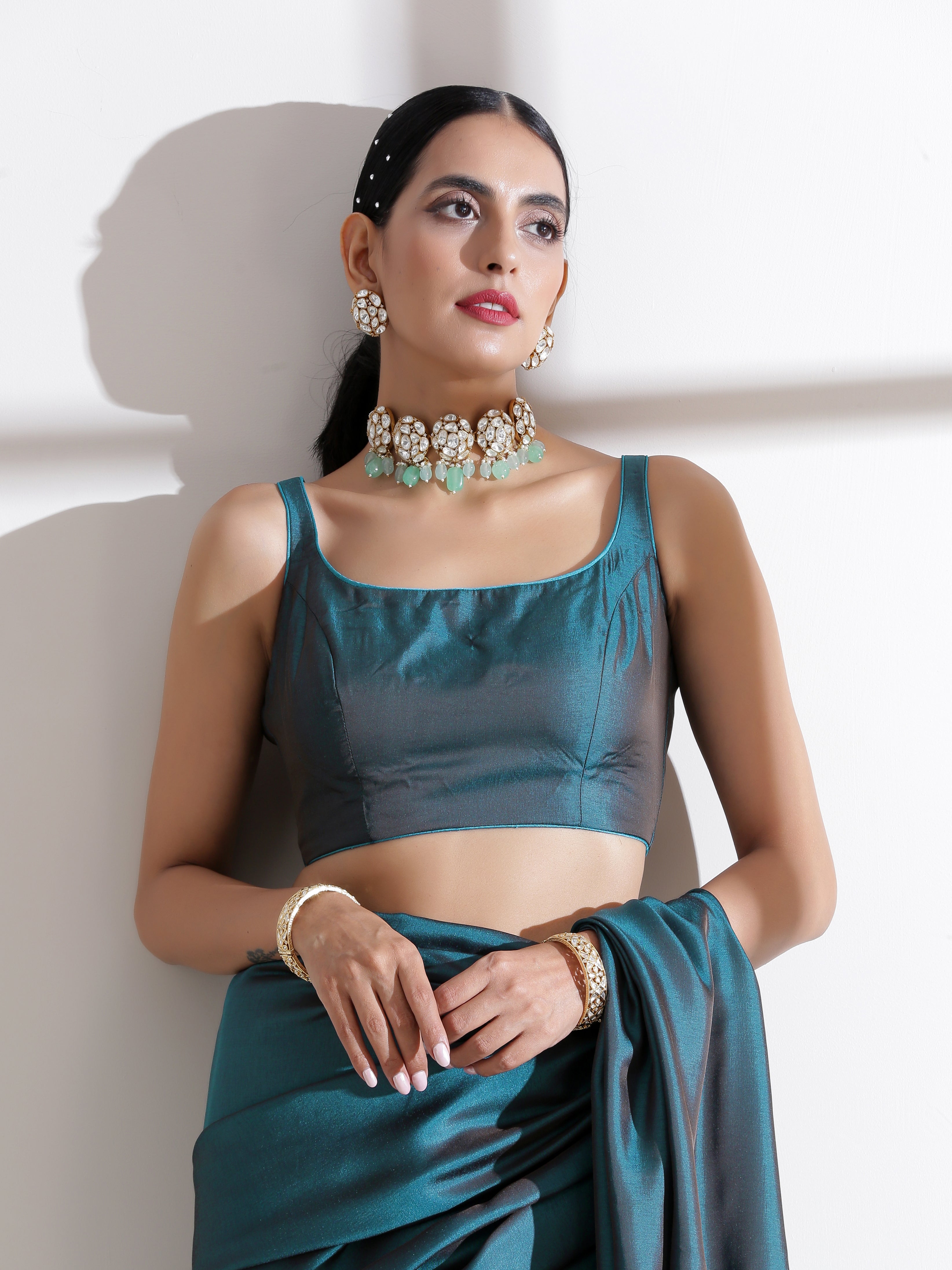 Dhiyona ST Blouse - Grandeur Square Neck Satin Blouse