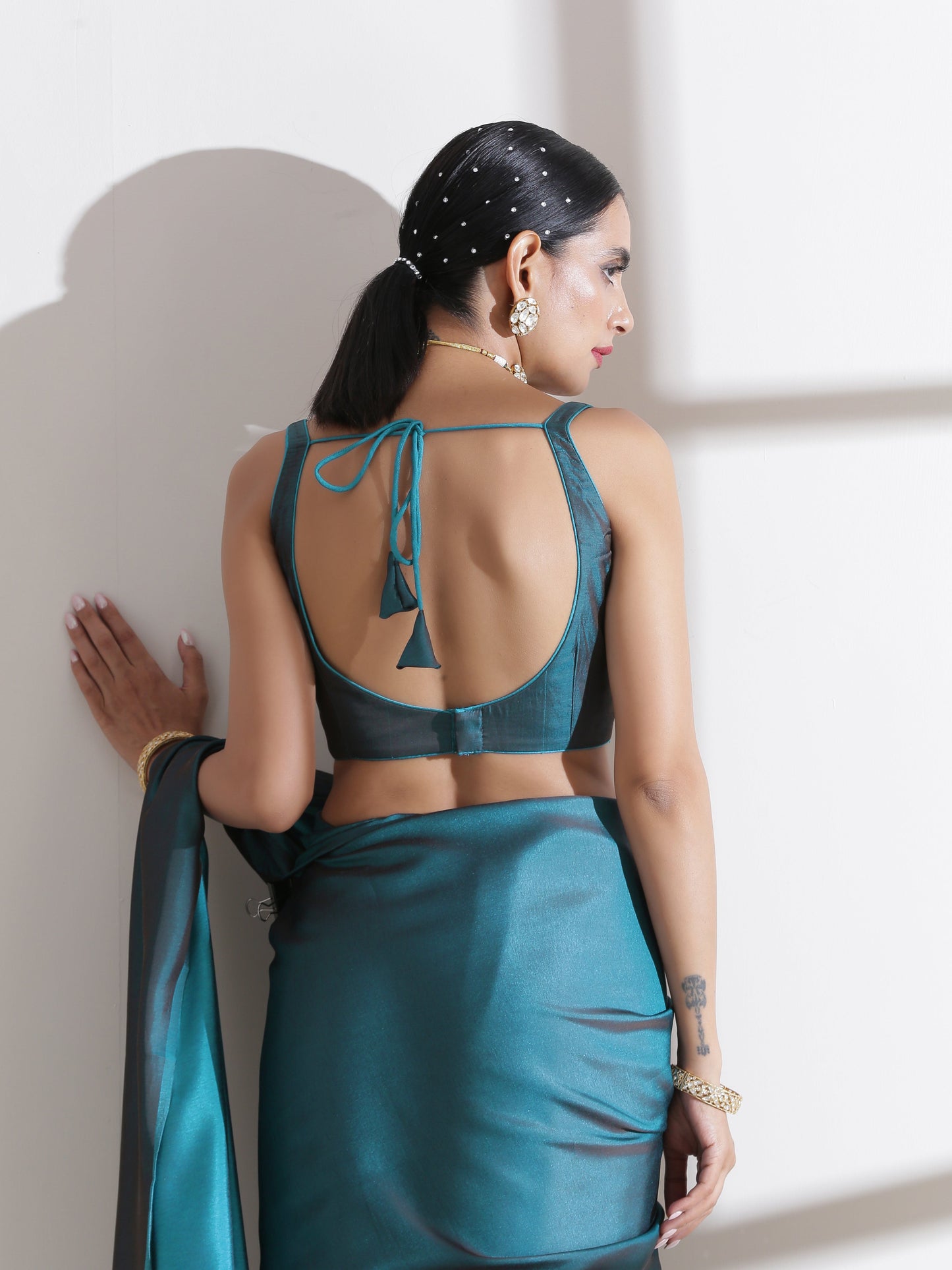 Dhiyona ST Blouse - Grandeur Square Neck Satin Blouse