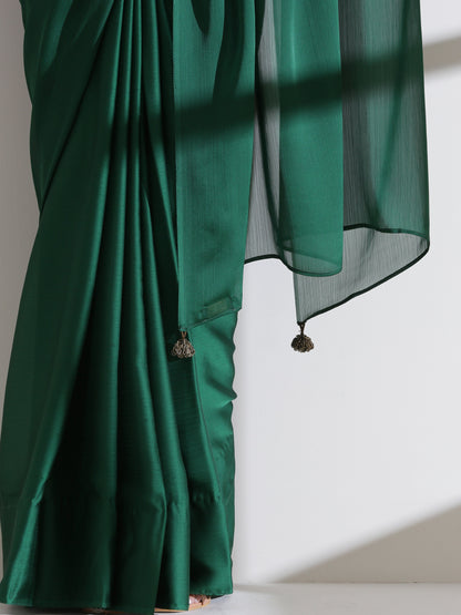 Dhiyona ST Green Royal Saree With Embroidered Blouse Fabric