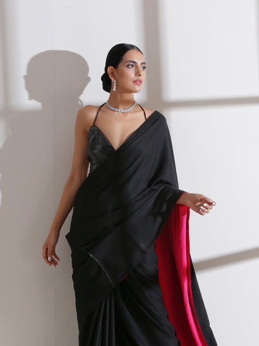Dhiyona ST Fuchsia Black Surprise Saree
