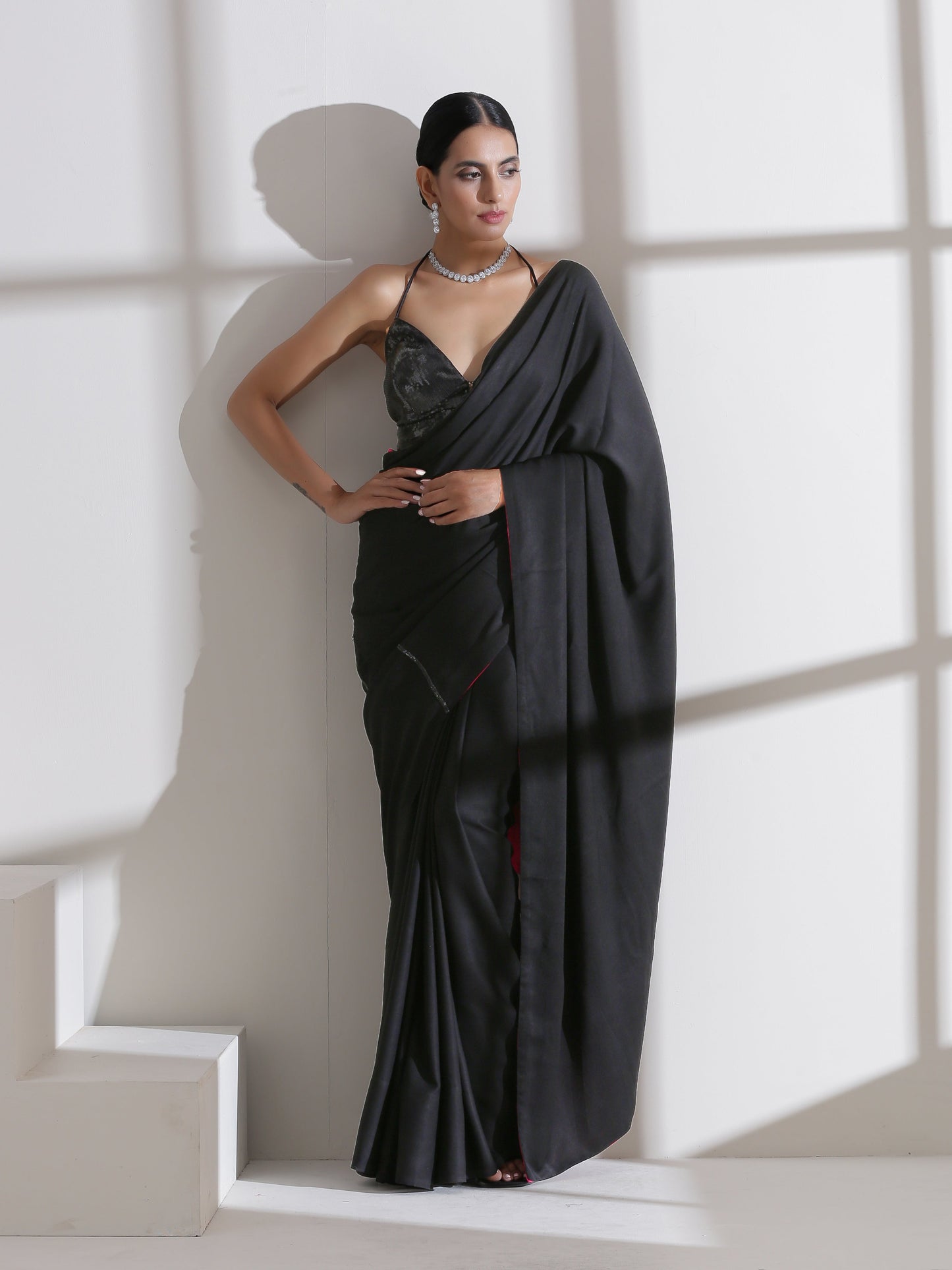 Dhiyona ST Fuchsia Black Surprise Saree