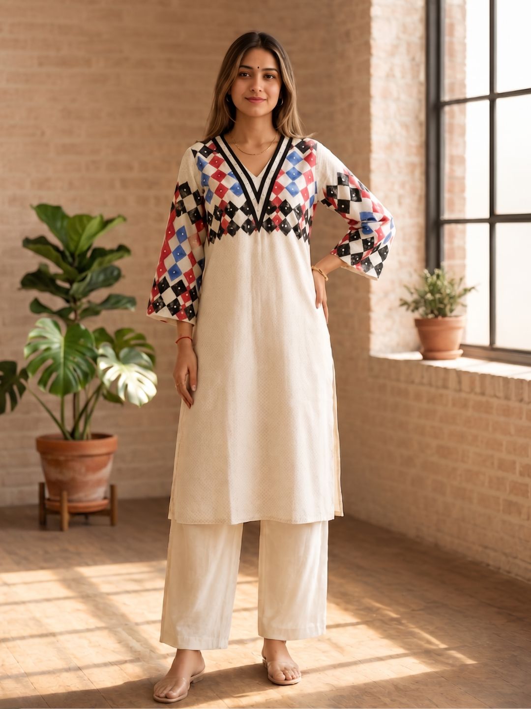 Swades porcelain cotton kurta pant set