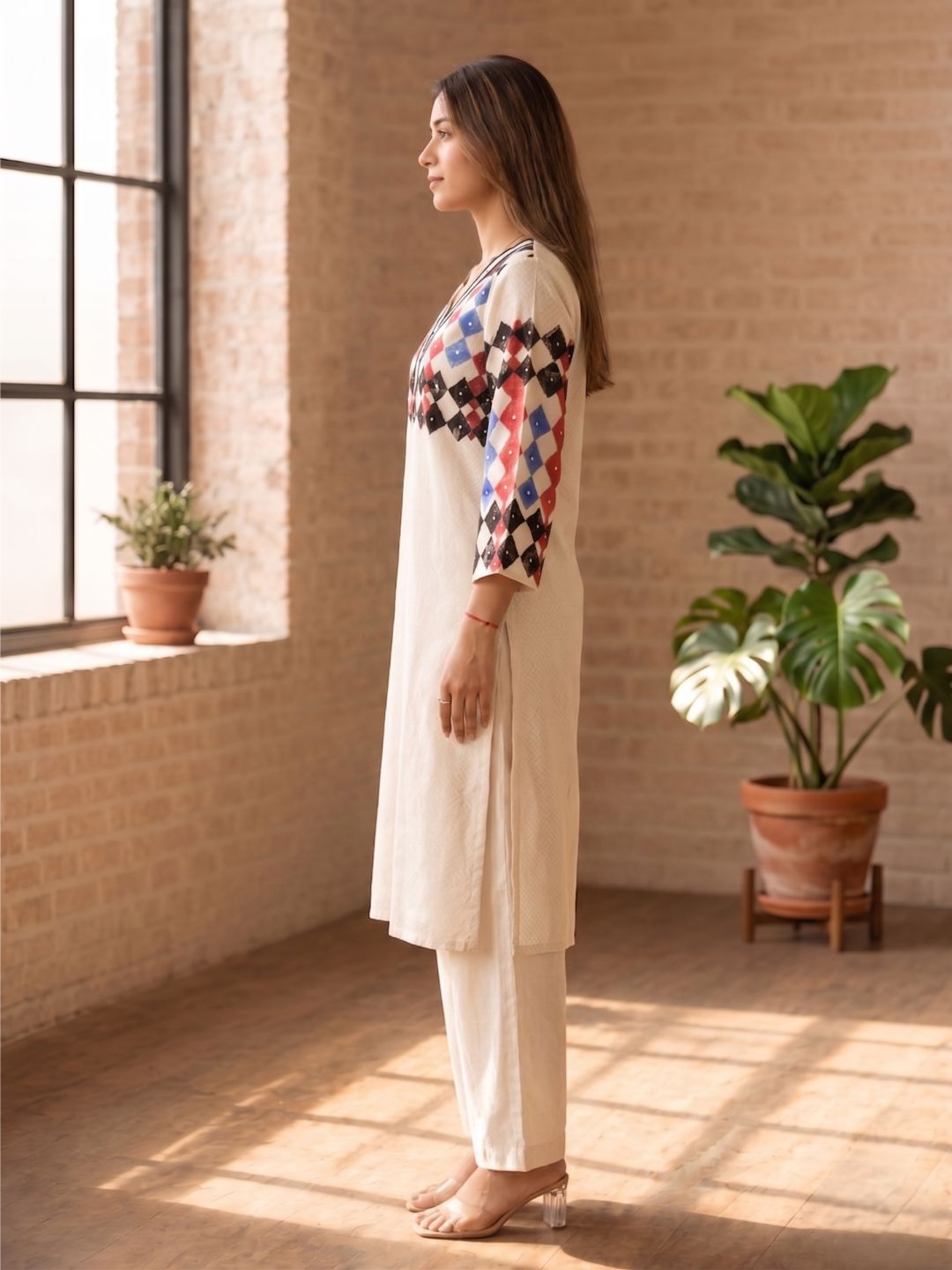Swades porcelain cotton kurta pant set