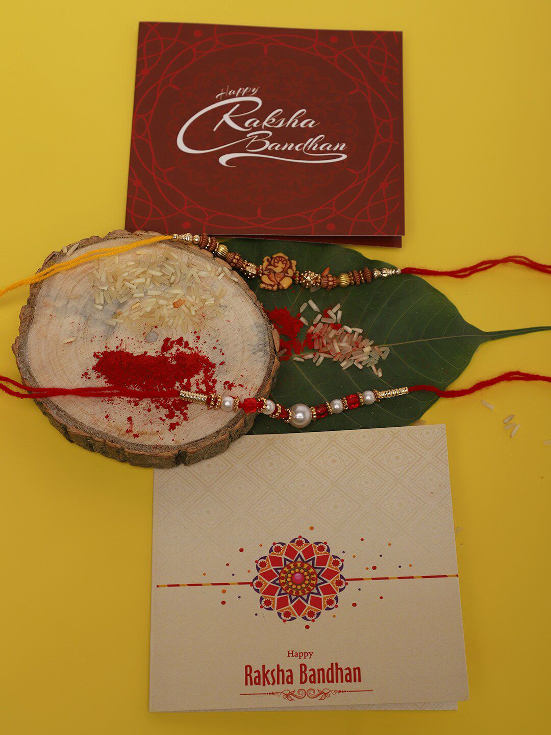 Dhiyona Unisex Set Of 2 Beaded Thread Rakhi