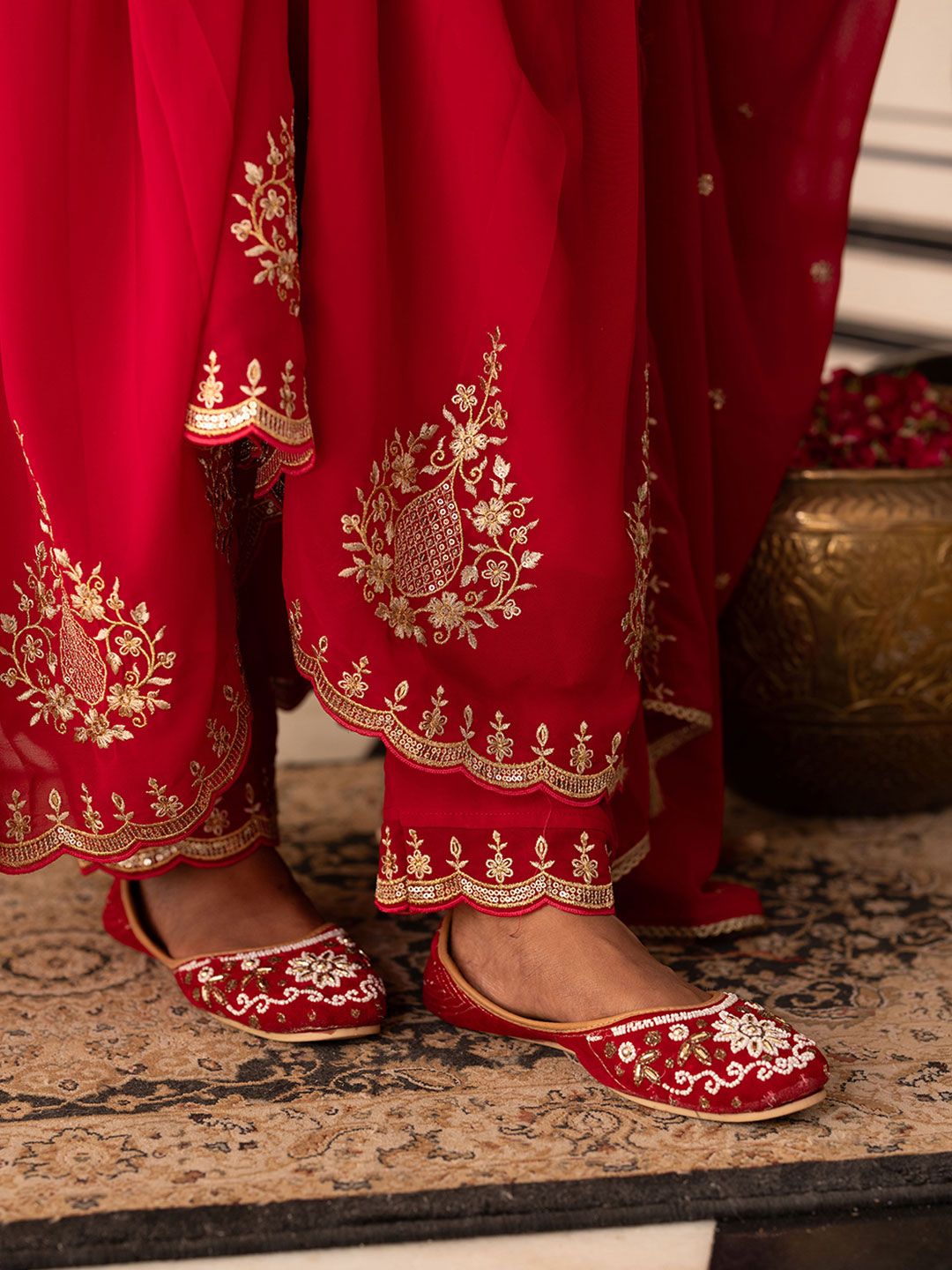 Dhiyona CH Women Ethnic Motifs Embroidered Anarkali Kurta with Trousers & Dupatta