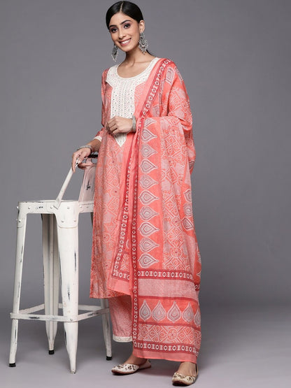 Women Ethnic Motifs Printed Regular Mirror Work Kurta with Trousers & With Dupatta