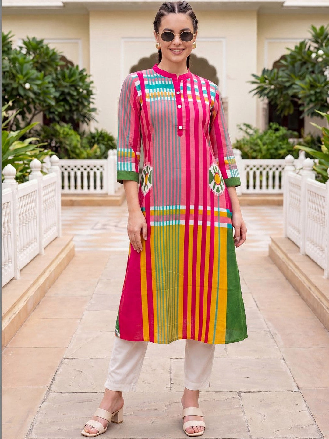 Women Printed Regular Pure Cotton Kurta with Trousers