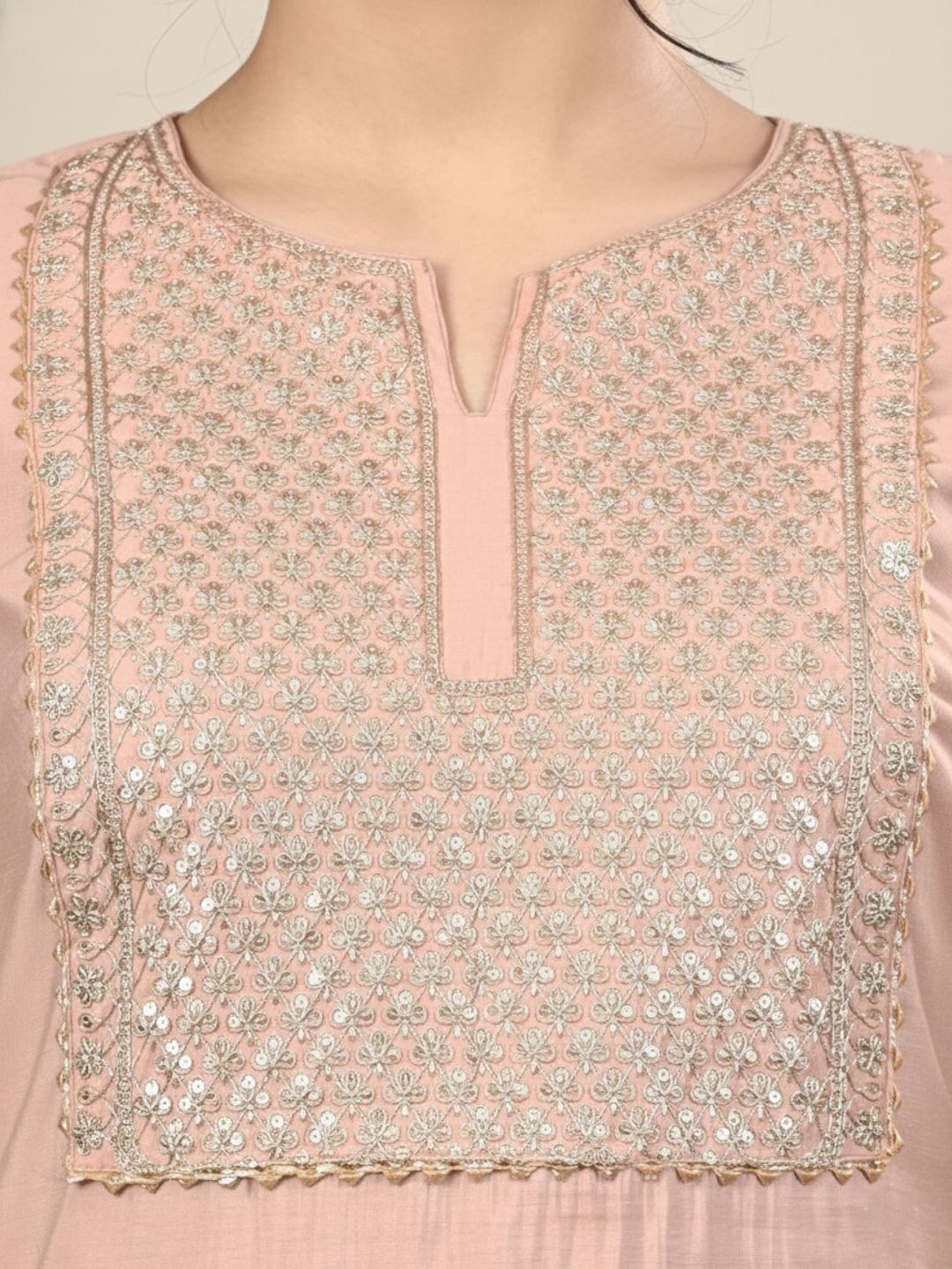 Dhiyona HOP Embroidered Round Neck Kurti & Sharara With Dupatta