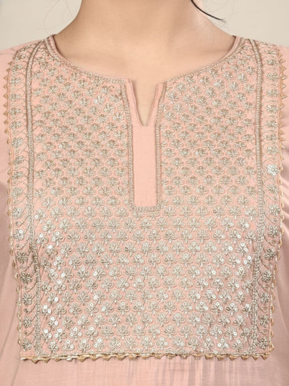 Dhiyona HOP Embroidered Round Neck Kurti & Sharara With Dupatta