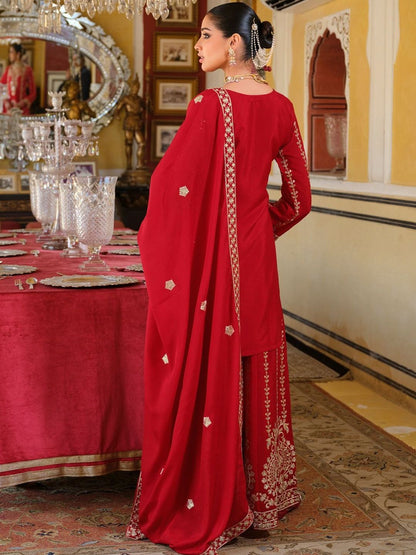 Dhiyona IE Women Ethnic Motifs Embroidered Kurta with Sharara & Dupatta