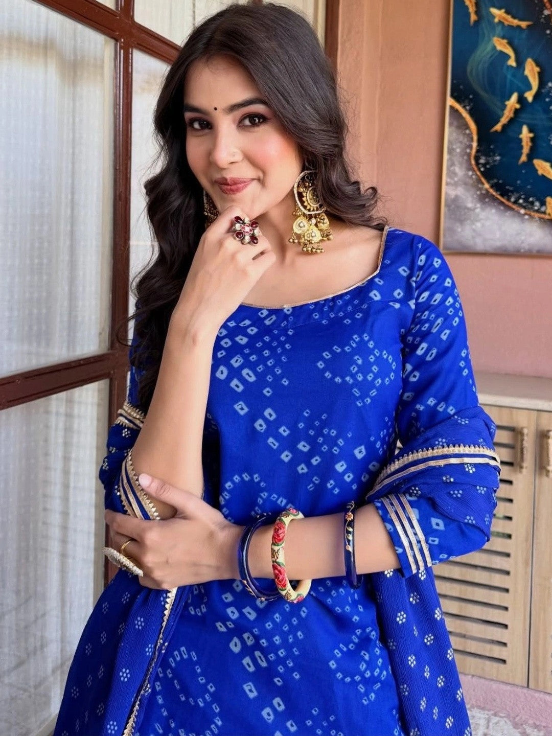 Ethnic Motifs Printed Georgette Kurta with Sharara & With Dupatta