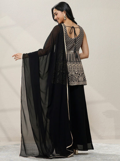 Dhiyona LL Women Ethnic Motifs Embroidered Panelled Sequinned Kurta with Palazzos & With Dupatta