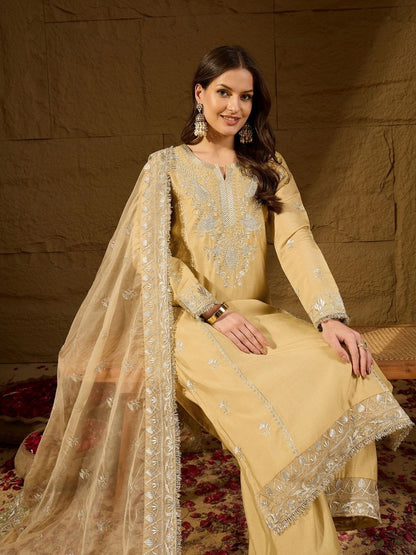 Dhiyona KL Women Ethnic Motifs Embroidered Regular Kurta with Palazzos Set