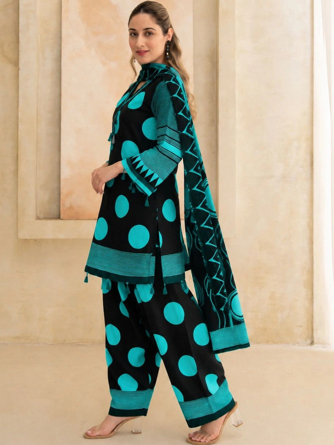 Women Printed Regular Kurta with Patiala & With Dupatta