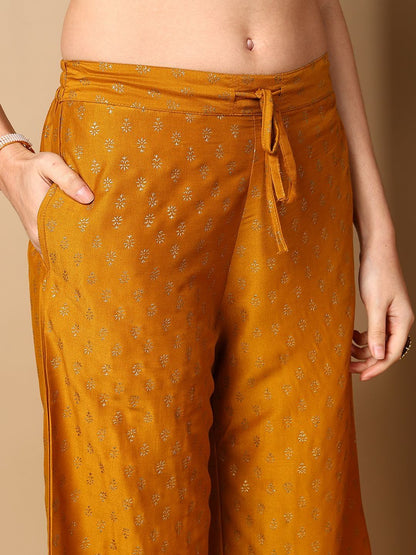 Dhiyona KL Ethnic Motifs Embroidered Panelled Gotta Patti Kurta & Palazzos With Dupatta