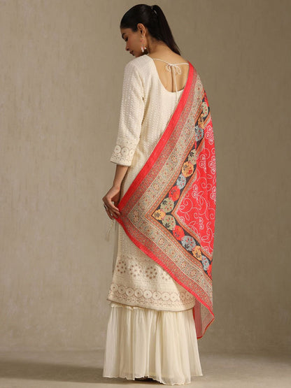 Dhiyona SO Women's Women Ethnic Motifs Embroidered Kurta with Sharara & Dupatta Kurta Sets