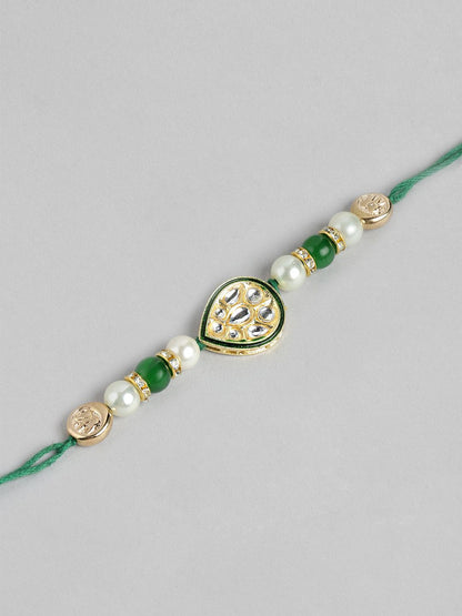 Dhiyona Unisex Set of 2 Beaded Bhai Bhabhi Rakhis With Roli & Chawal