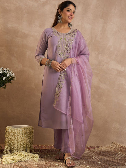 Women Ethnic Motifs Embroidered Regular Liva Kurta with Trousers & Dupatta