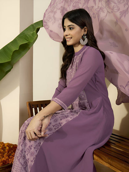 Dhiyona IN Women Floral Printed Anarkali Kurta with Palazzos & Dupatta