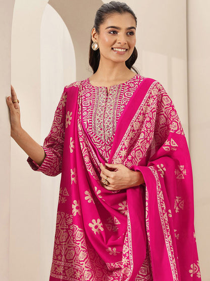 Women Ethnic Motifs Printed Regular Mirror Work Kurta & Trousers With Dupatta