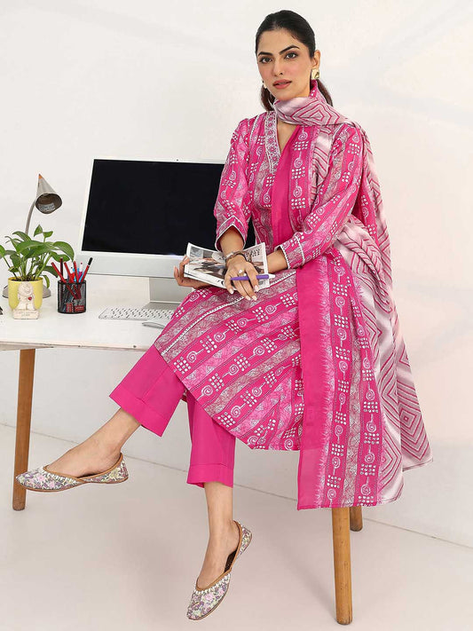 Women Ethnic Motifs Printed Regular Kurta with Trousers & With Dupatta