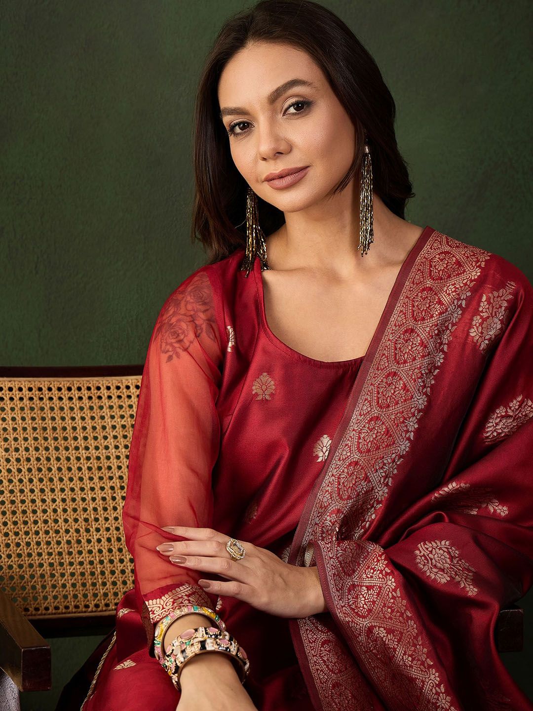 Dhiyona SN Women's Woven Design Kurta & Palazzo With Dupatta
