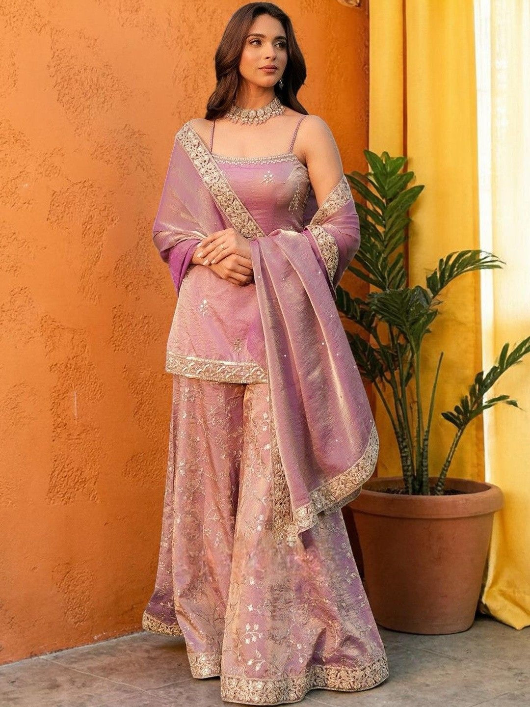 Embroidered Scoop Neck Kurta Sets