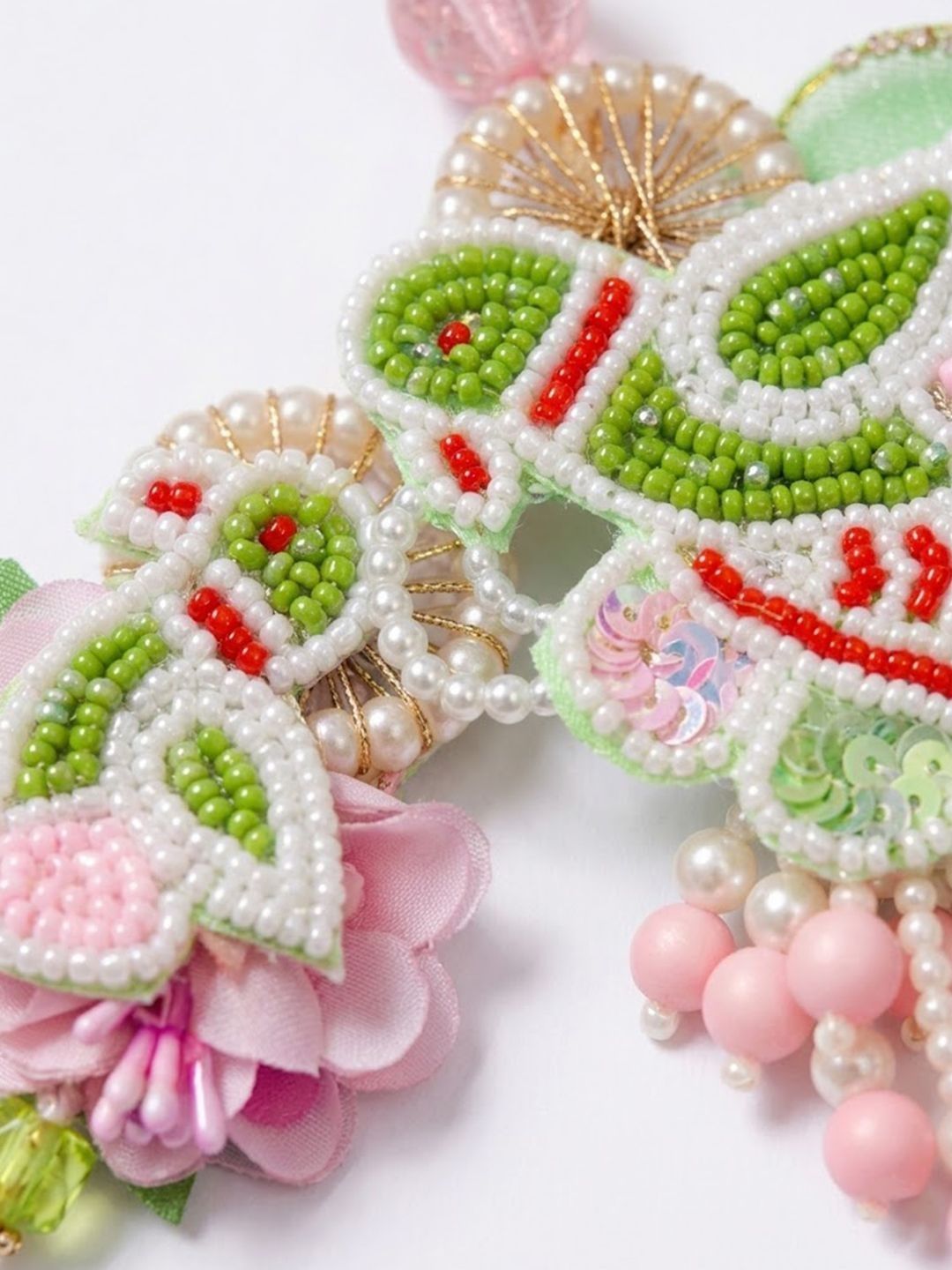 Dhiyona Set Of 2 Leaf Design Pearls & Artificial Stones Bhaiya Bhabhi Rakhi With Roli Chawal