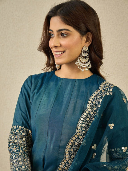 Dhiyona IN Women Ethnic Motifs Embroidered Kurta with Palazzo & Dupatta