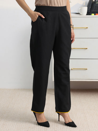 Libas Black Woven Design A-Line Kurta Set