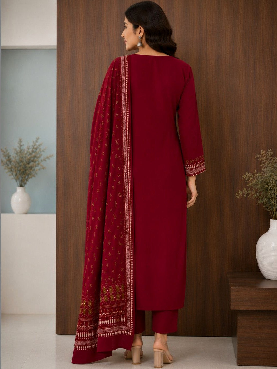 Women Ethnic Motifs Embroidered Regular Thread Work Pure Cotton Kurta with Trousers & With Dupatta
