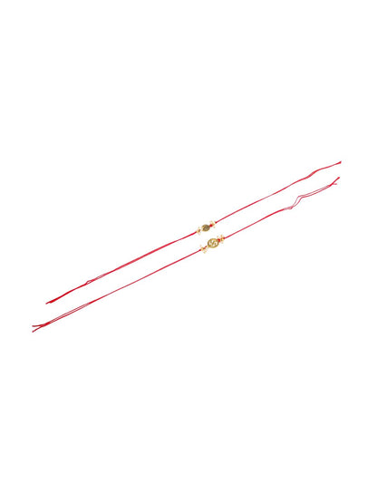 Dhiyona Pack Of 2 Swastik Desgin Bhaiya Bhabhi Rakhi With Roli Chawal Chandan Mishri