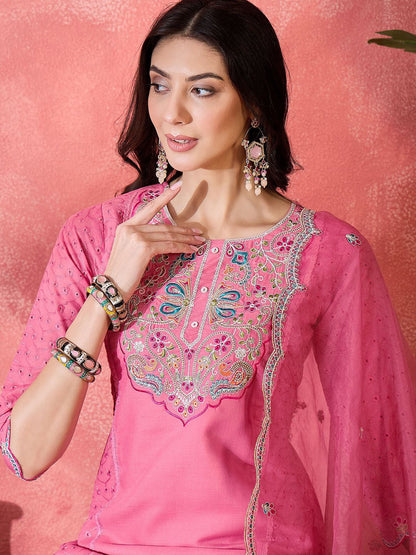 Embroidered Straight Kurta Set
