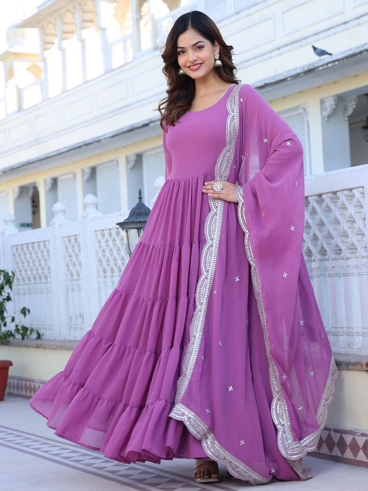 Dhiyona KL Women Layered Kurta with Palazzos & With Dupatta