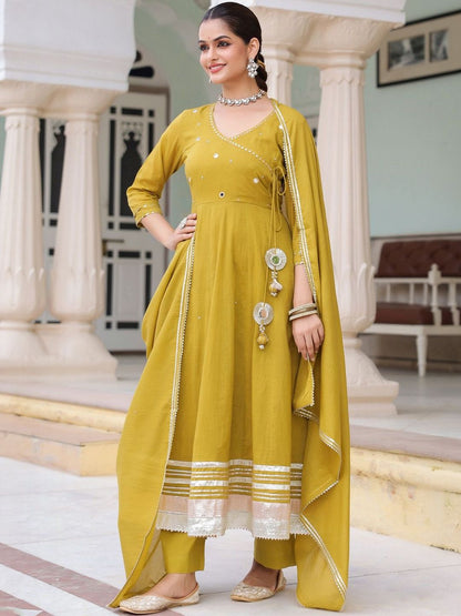 Dhiyona RR Women's Floral Pure Cotton Kurta with Trousers & With Dupatta