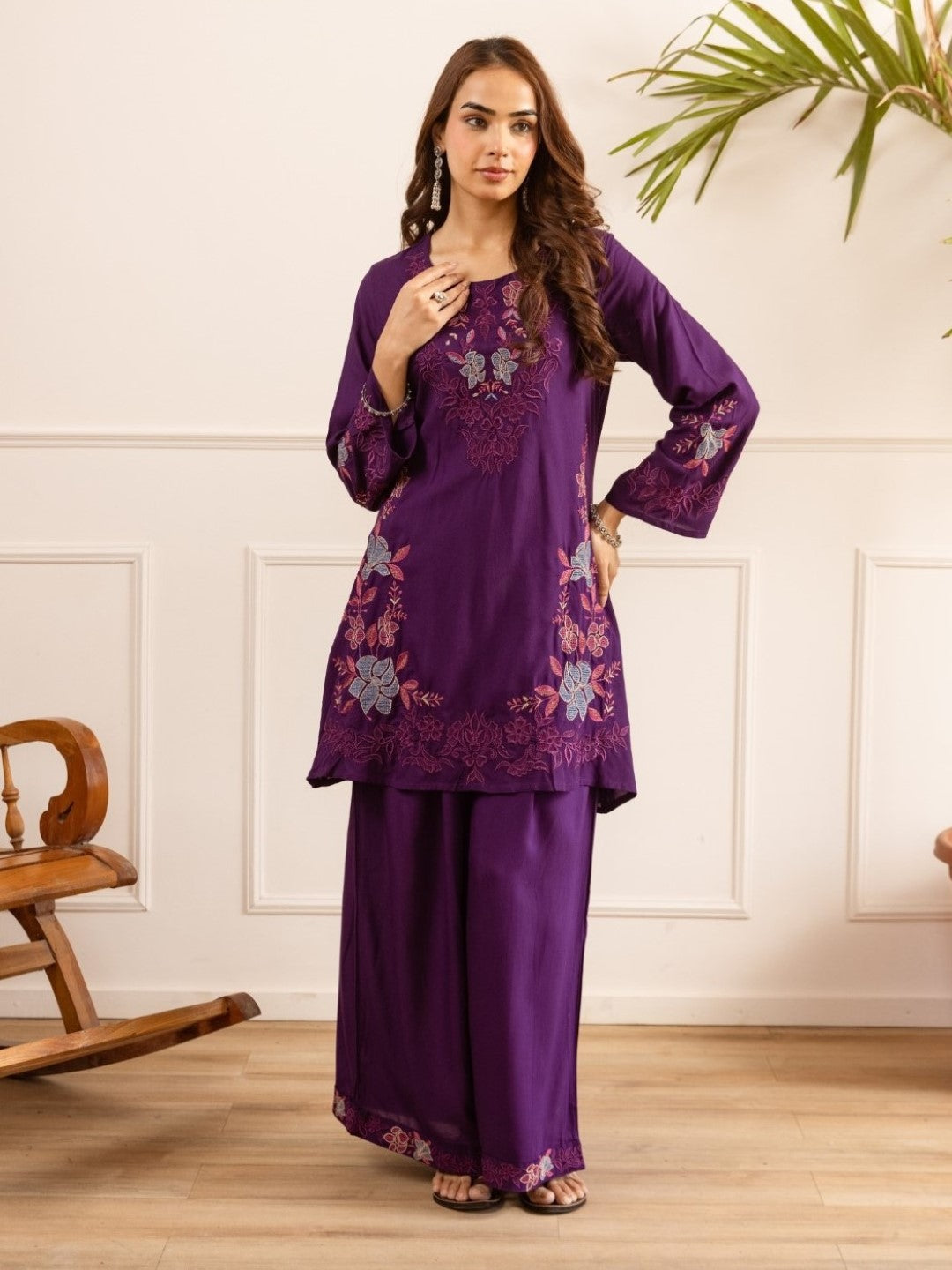 Karen grape embroidery cotton co-ord set