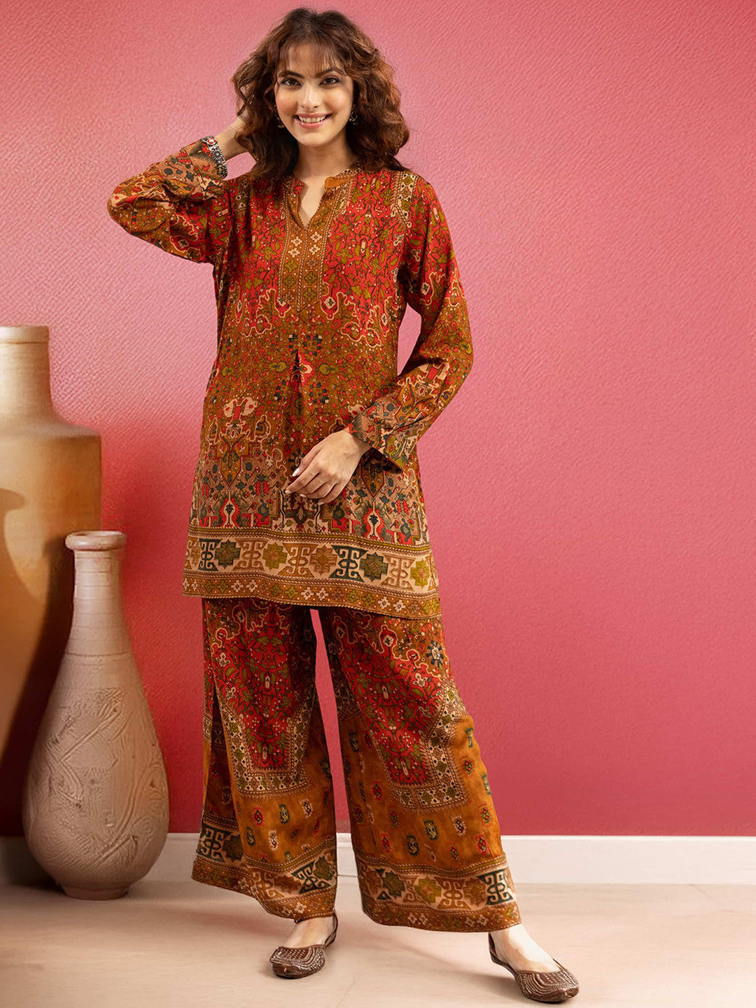 Dhiyona SN Women Ethnic Motifs Printed A-Line Kurta & Palazzos