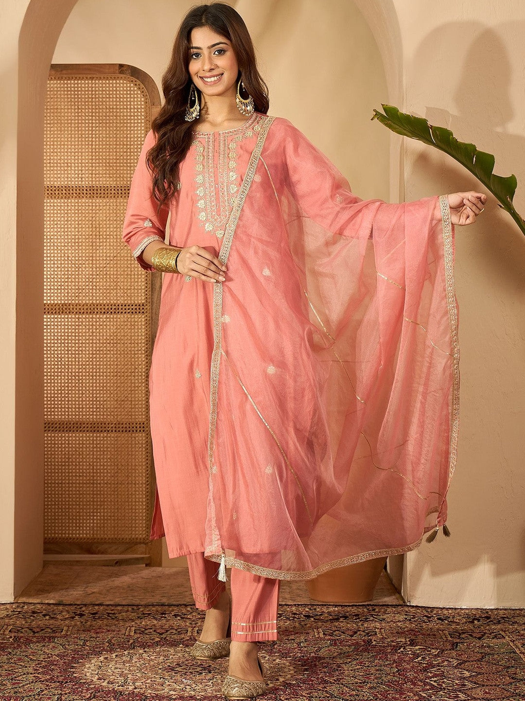 Women Peach Kurta Sets