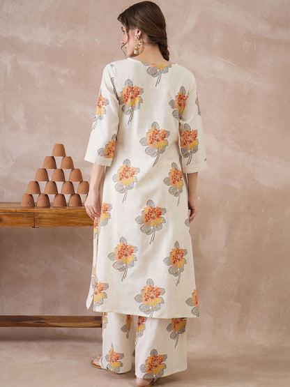 Women Floral Printed Regular Kurta with Palazzos