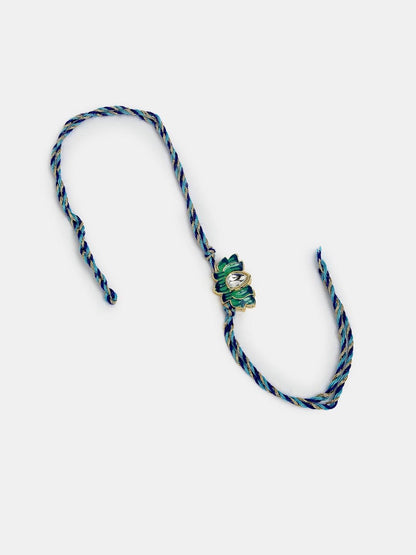 Dhiyona Unisex Set Of 2 Turquoise Blue Lotus Shape Kundan-Studded Handcrafted Rakhi Set