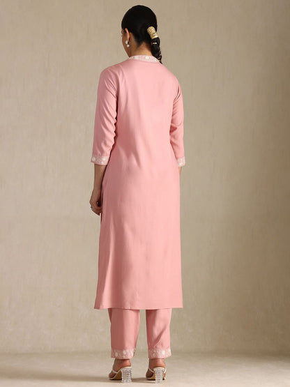 Dhiyona SO Women's Women Ethnic Motifs Embroidered Regular Thread Work Kurta with Trousers