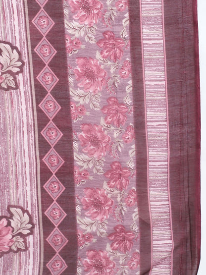 Dhiyona KL Floral Printed V-Neck Straight Kurta With Patiala & Dupatta