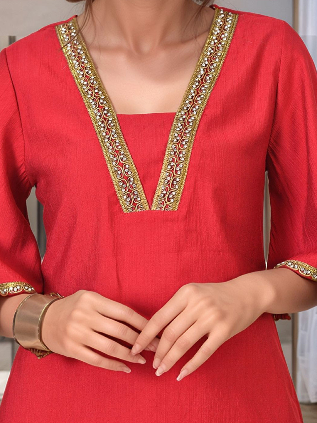 Women Solid Ethnic Kurta with Dhoti Pant