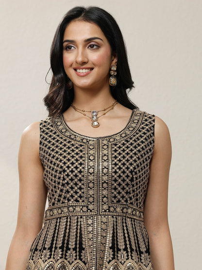 Dhiyona LL Women Ethnic Motifs Embroidered Panelled Sequinned Kurta with Palazzos & With Dupatta