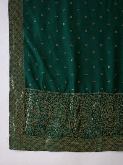 Embroidered V-Neck Kurta Trousers & Dupatta