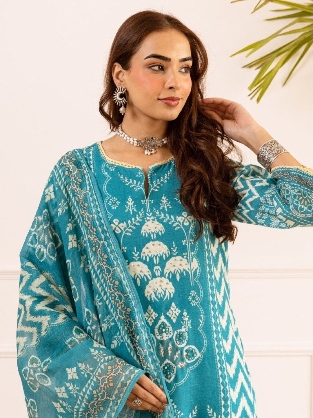 Karen Lapis cotton suit set