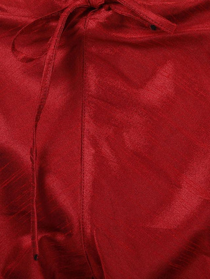 Men's Maroon Silk Blend Straight Kurta Pyjama Set