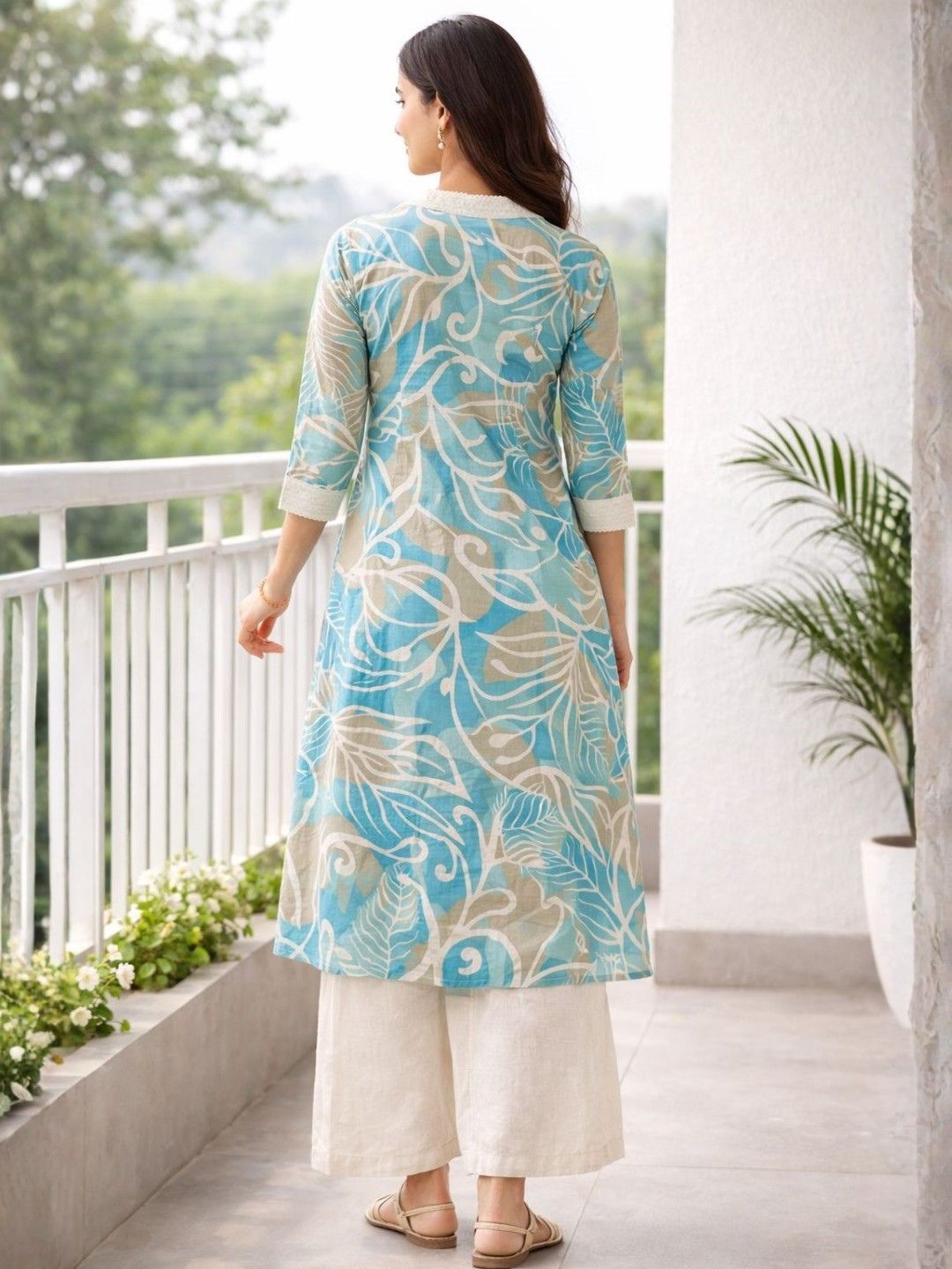 Surbhi sky cotton kurta pant set